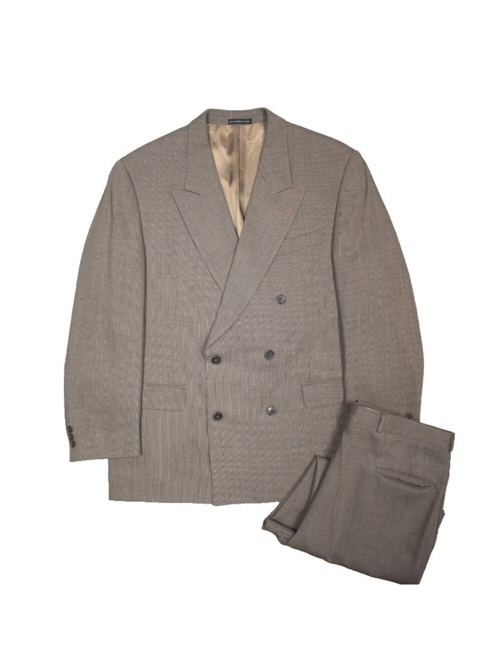 Vintage Double Breasted Suit Texere Italy Wool 2pc Canada Beige 42R 34x30